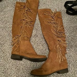 Used Frill Knee High Boots Size 7
